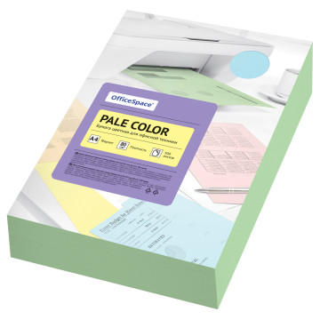 Бумага цветная 500л OfficeSpace 'Pale Color', А4, 80г/м², (зеленый)