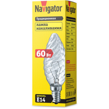Лампа Navigator 94333 NI-ТC-60W-230-E14 свеча витая