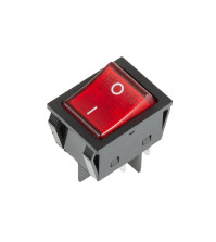 Выключатель клавишный 12V 15А (3с) ON-OFF красный с подсветкой Mini REXANT