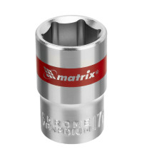 Головка торцевая 17мм Matrix, 6-гранная, под квадрат 1/2', хром