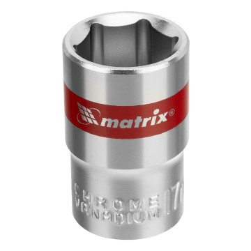 Головка торцевая 17мм Matrix, 6-гранная, под квадрат 1/2', хром