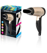 Фен для волос ERGOLUX ELX-HD01-C64 1200Вт, складная ручка, черный/золото