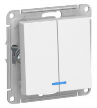 Выключатель 2 кл. Systeme Electric AtlasDesign 10АХ ATN000153 с подсветкой, механизм белый