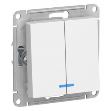 Выключатель 2 кл. Systeme Electric AtlasDesign 10АХ ATN000153 с подсветкой, механизм белый