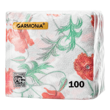 Салфетки бумажные 100шт 1сл 24*24см Гармония цвета микс