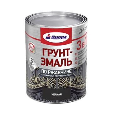 Грунт-эмаль 3 в 1 по ржавчине черный 0,8кг