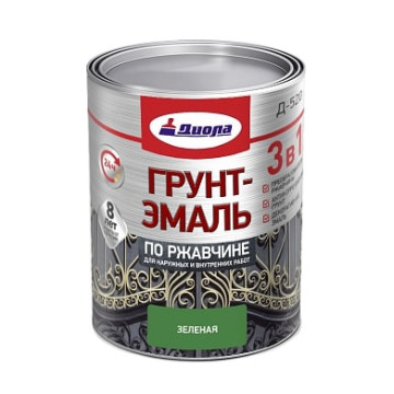Грунт-эмаль 3 в 1 по ржавчине зеленый 0,8кг