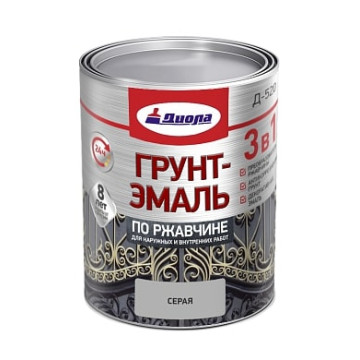 Грунт-эмаль 3 в 1 по ржавчине серый 0,8кг