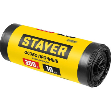 Мешки строительные 300л, 10шт, STAYER HEAVY DUTY, черные, особопрочные