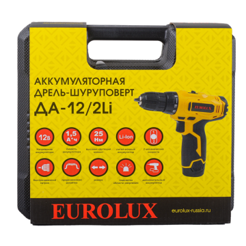 Дрель-шуруповерт Eurolux ДА-12/2-1Li аккумуляторная