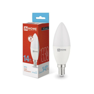 Лампа IN HOME VC свеча C37 E14 14W(1330lm) 6500К 6K (без пульсации) 7775