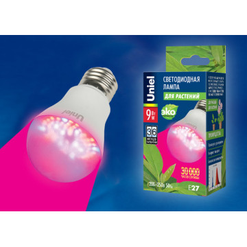 Лампа для растений Uniel LED-A60-9W/SP/Е27/CL