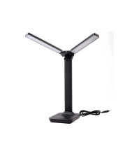 Светильник настольный Ultraflash UF-819 C02 черный, LED, 12Вт, 6000К, 3ур.яркости, 2 плафона, кожа
