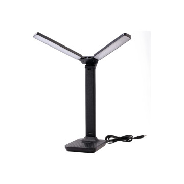Светильник настольный Ultraflash UF-819 C02 черный, LED, 12Вт, 6000К, 3ур.яркости, 2 плафона, кожа