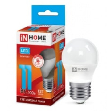 Лампа IN HOME LED ШАР 11W 230V E27 4000K 820Лм