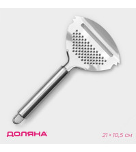 Тёрка для сыра Доляна «Металлик», с ручкой, 21×10,5 см, цвет серебристый