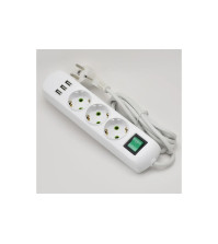 Удлинитель Lezard LETIT ПВС 3х1 3роз.+USBх3 2м 16А земля (бел., выкл., негорюч.ABS) 721-0302-302U