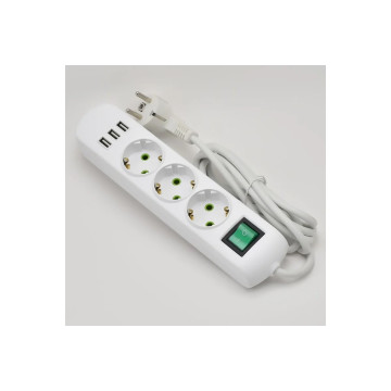 Удлинитель Lezard LETIT ПВС 3х1 3роз.+USBх3 2м 16А земля (бел., выкл., негорюч.ABS) 721-0302-302U