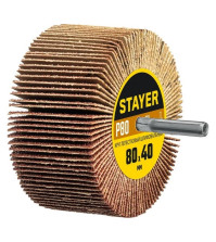 Круг шлиф. лепестковый STAYER d80x40мм, P80, на шпильке