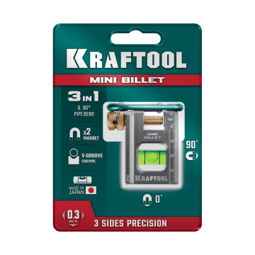 Уровень KRAFTOOL MINI BILLET, 50мм, брусковый, магнитный