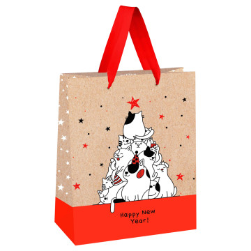 Пакет подарочный 'New Year of Cats' 18х23х10см MESHU