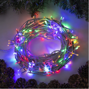 Гирлянда «Нить» 20 м, IP20, белая нить, 200 LED, свечение мульти, 8 режимов, 220 В