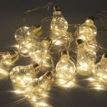 Гирлянда 'ЛАМПОЧКИ', SE-BULBS-360WW, 3*АА, 3м, 60LED,10ламп, тепл.бел