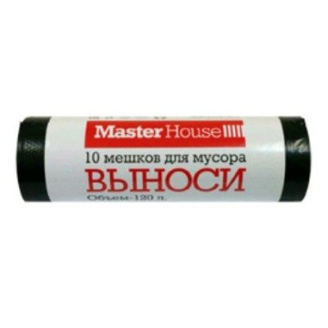 Мешки для мусора 120л 10шт черные 'ВЫНОСИ' 25мкм ПВД 60356 Master House