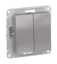 Выключатель 2 кл. Systeme Electric AtlasDesign с/у алюминий (пл.осн.) ATN000351