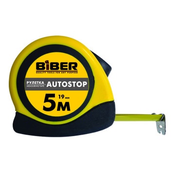 Рулетка БИБЕР 40071 AUTOSTOP 3мх16мм обрезиненный корпус