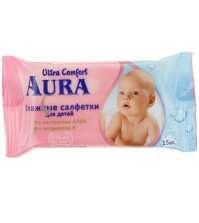 Салфетки влажные Aura Ultra Comfort для детей 15шт