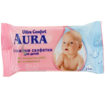Салфетки влажные Aura Ultra Comfort для детей 15шт