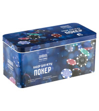 Набор для игры в 'Покер' 200 фишек 2 колоды карт сукно металлическя коробка