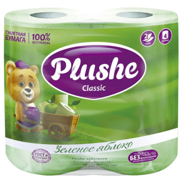 Туалетная бумага Plushe Classic 2сл 4шт*18м Арома Яблоко зелен