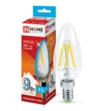 Лампа IN HOME LED С-37 9Вт 230В E14 4000K 810Лм (нить)