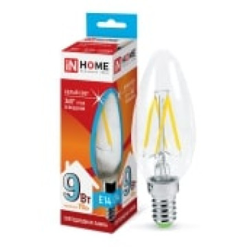 Лампа IN HOME LED С-37 9Вт 230В E14 4000K 810Лм (нить)