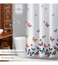 Штора для ванной 180х180см Доляна «Бабочки»