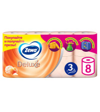 Туалетная бумага ZEMMA DELUXE 8Р 3-слойная Персик