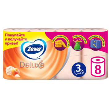Туалетная бумага ZEMMA DELUXE 8Р 3-слойная Персик