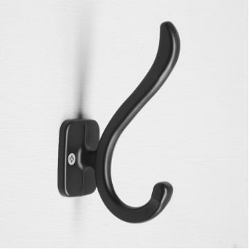 Крючок мебельный KMC004BL CAPPIO, двухрожковый, черный 9352485