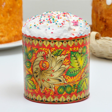 Форма бумажная 90х90мм для кулича 'Хохлома', МИКС 6493989