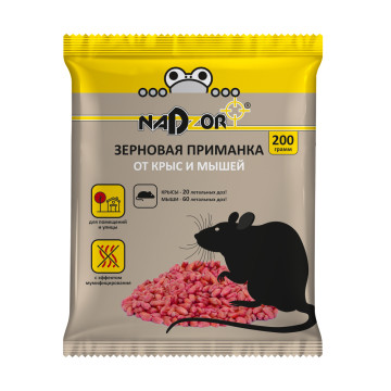 Зерновая приманка Nadzor 200г от мышей и крыс