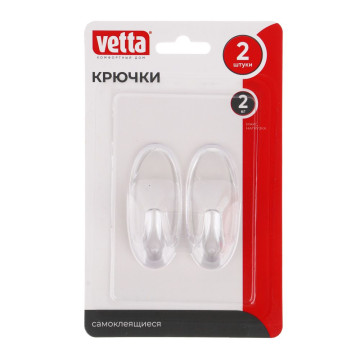 Крючки самоклеящиеся 2шт VETTA полукруглые, прозрачные