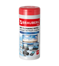 Салфетки для экранов и оптики BRAUBERG ТОП 100 шт, влажные, 513812