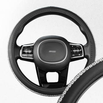 Оплетка экокожа М37-39см Crystal-1 черная, серебряные стразы