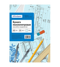 Бумага масштабно-координатная OfficeSpace, А4 10л., голубая, в папке