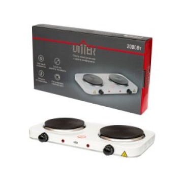 Электроплита Ditter, 2 конфорки, диск, белая