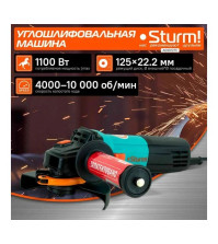 Углошлифовальная машина Sturm AG9012TE, 125мм, 1100Вт, 4000-10000об/мин