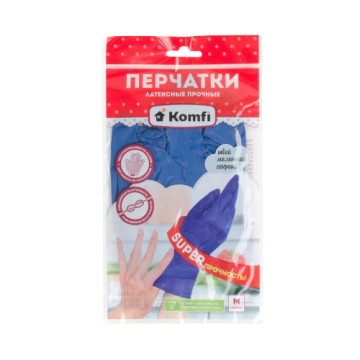 Перчатки латексные М прочные Komfi HB002G