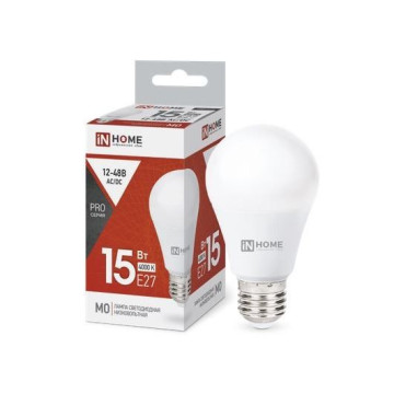 Лампа ASD/InHome св/д ЛОН низковольтная A60 E27 12-48V 15W(1200lm) 4000K 4K 112x60 36 LED-MO-PRO 182